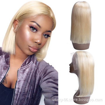 Factory Price 613 Virgin Hair Wig Raw Indian Hair Bob Wig 613 Blonde Lace Front Human Hair Wigs